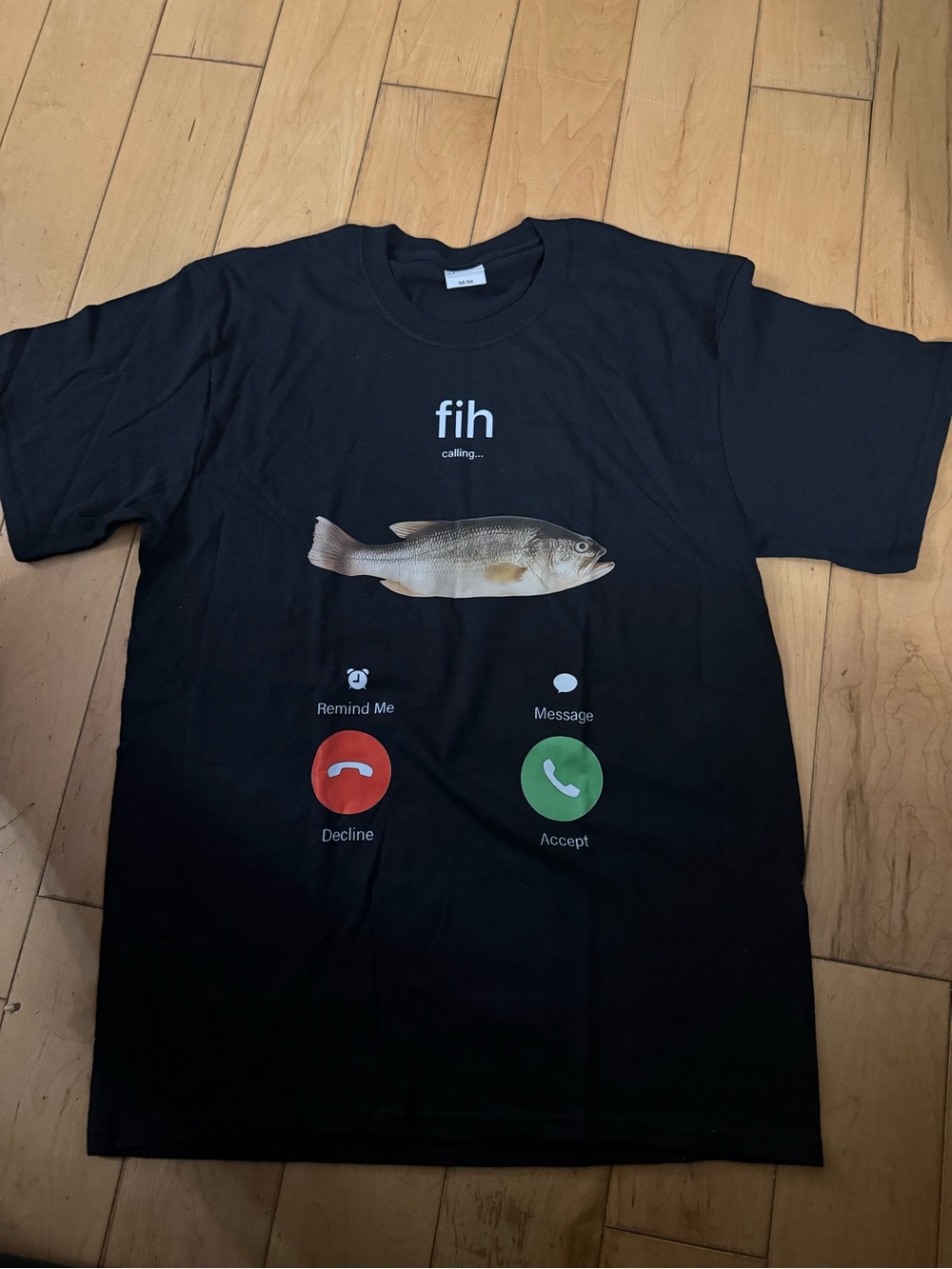 TC Black 'fih calling' Fish Graphic Tee with Realistic Fish Print